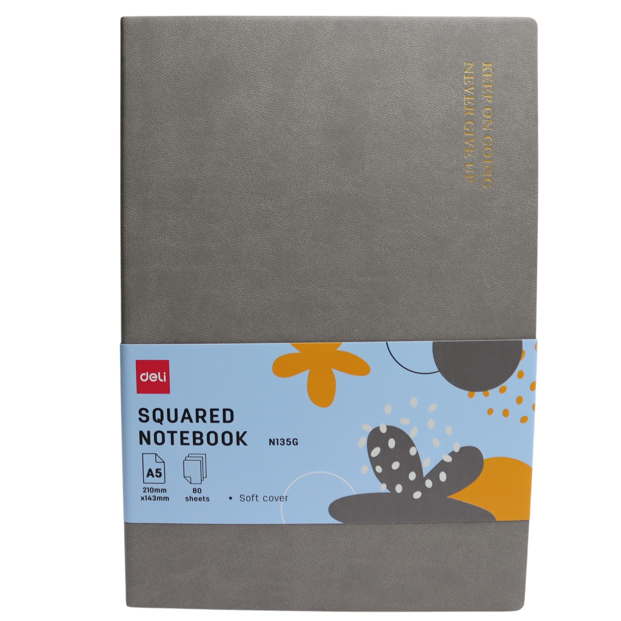 Bloknot Deli N135G A5 80v Dəri üzlü Boz