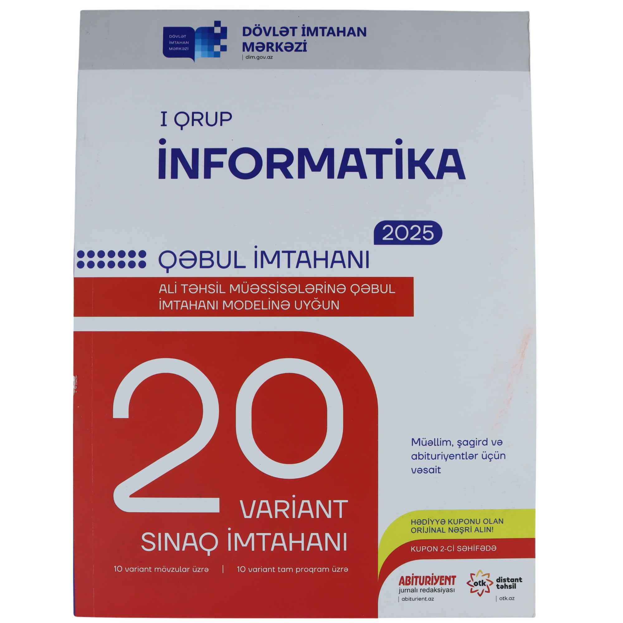 20 Variant sınaq I qrup İnformatika / DİM