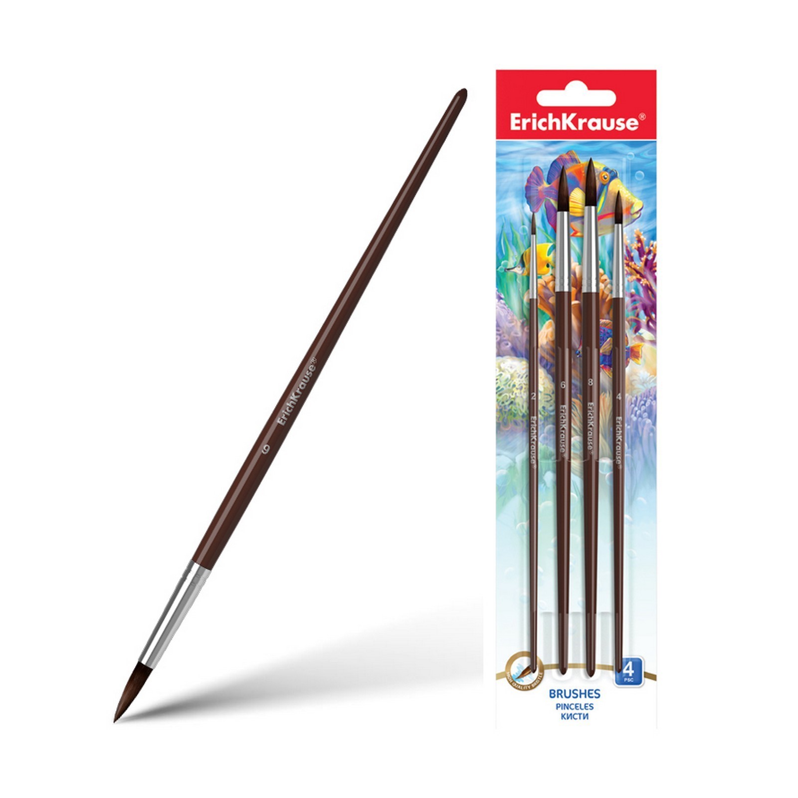 Fırça ERICHKRAUSE® DƏST 4-LÜ AKVAREL VƏ QUAŞ ÜÇÜN PONİ 36123