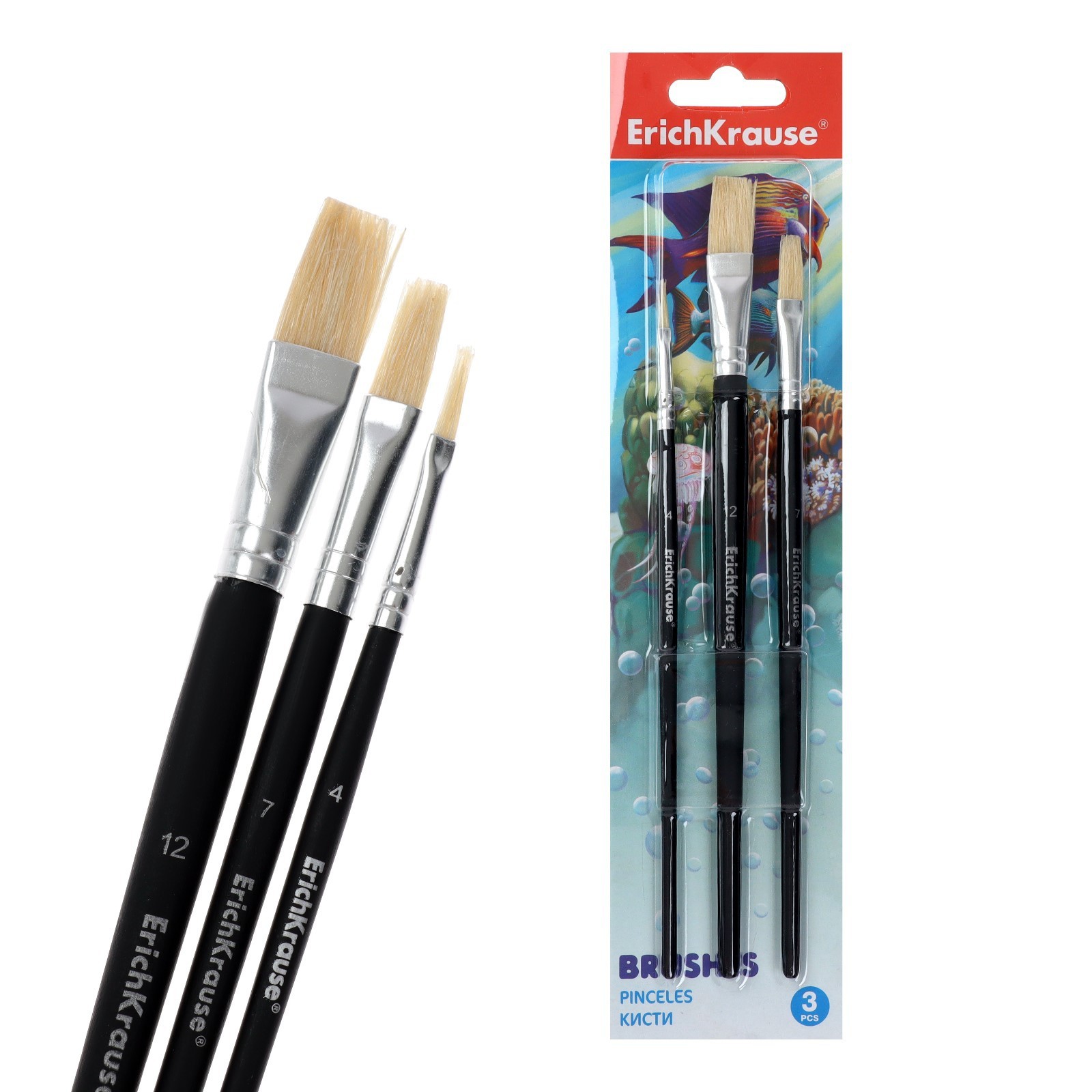Fırça ERICHKRAUSE® DƏST 3-LÜ AKVAREL VƏ QUAŞ ÜÇÜN TÜK 56091
