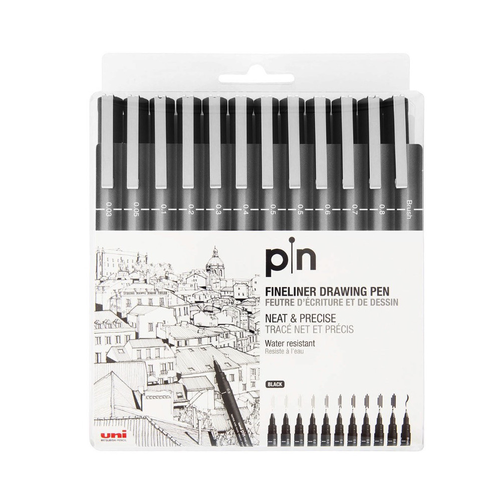 QƏLƏM dəst / PIN BR-200 003-200 / Black / UNI PIN