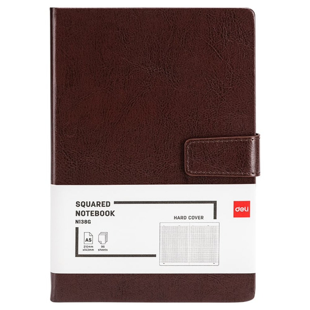 Bloknot Deli N138G A5 96v Dəri üzlü qəhvəyi