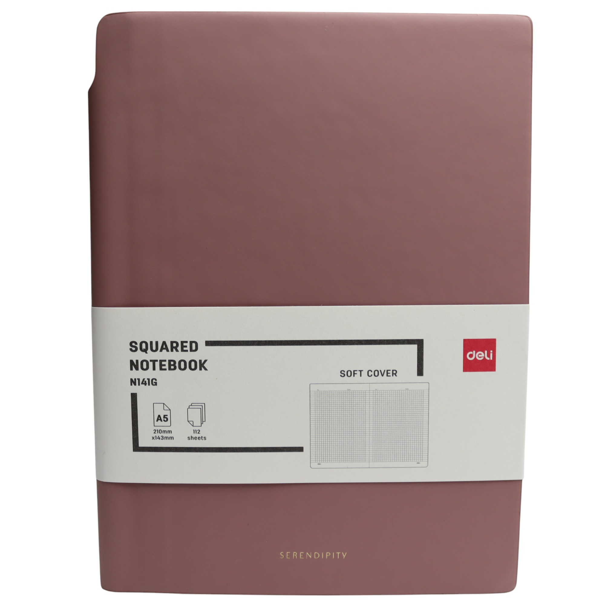 Bloknot Deli N141G A5 112v Dəri üzlü çəhrayı