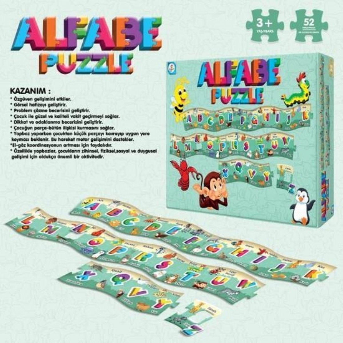 Pazl 52 parça / Alfabe / LC7481 / Laço kids