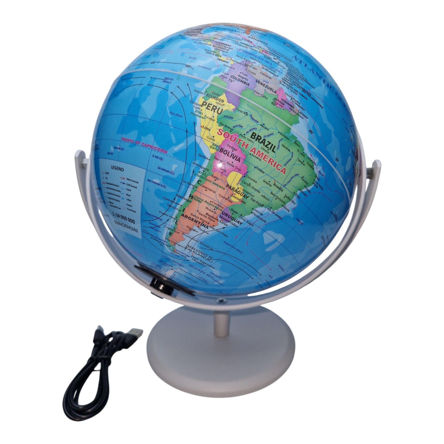 Qlobus 20 sm Eng. metal işıqlı