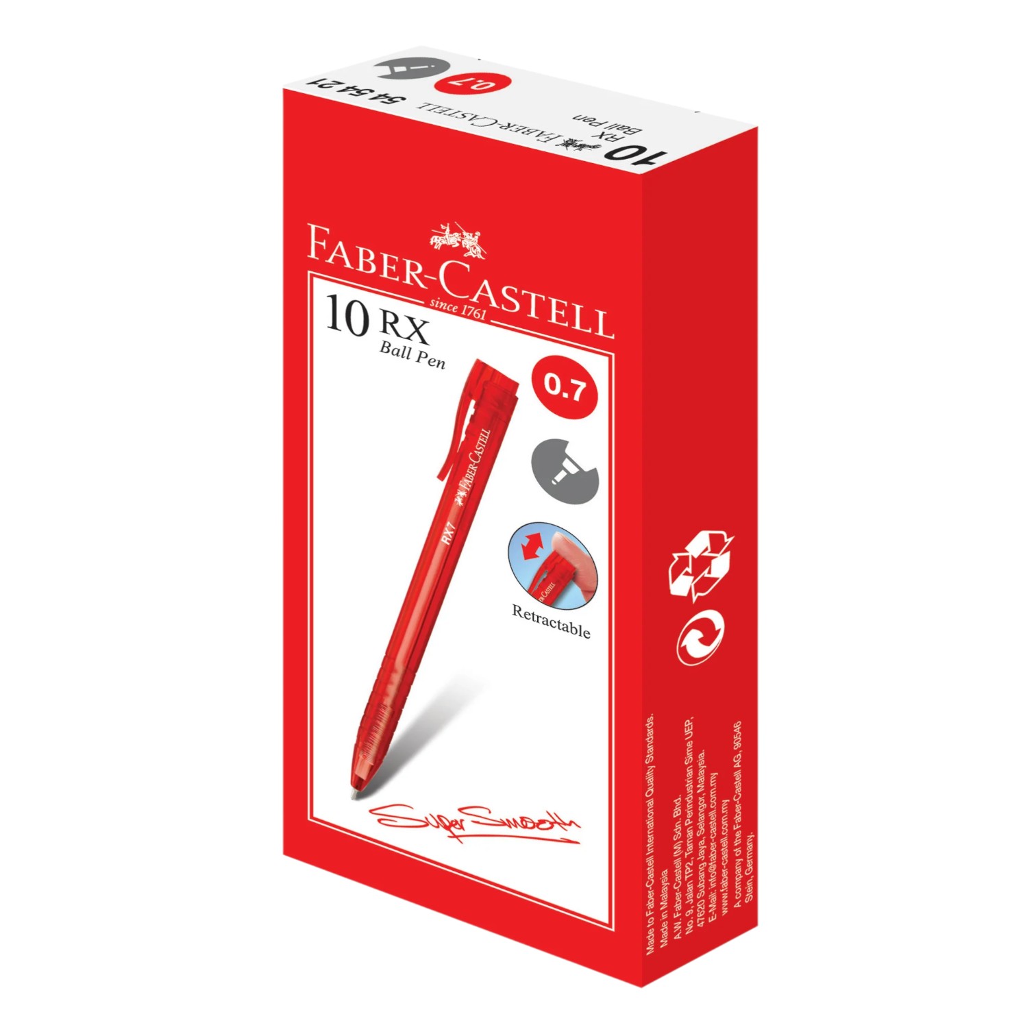 Qələm diyircəkli 0,7 mm qırmızı / 545421 / Faber Castell